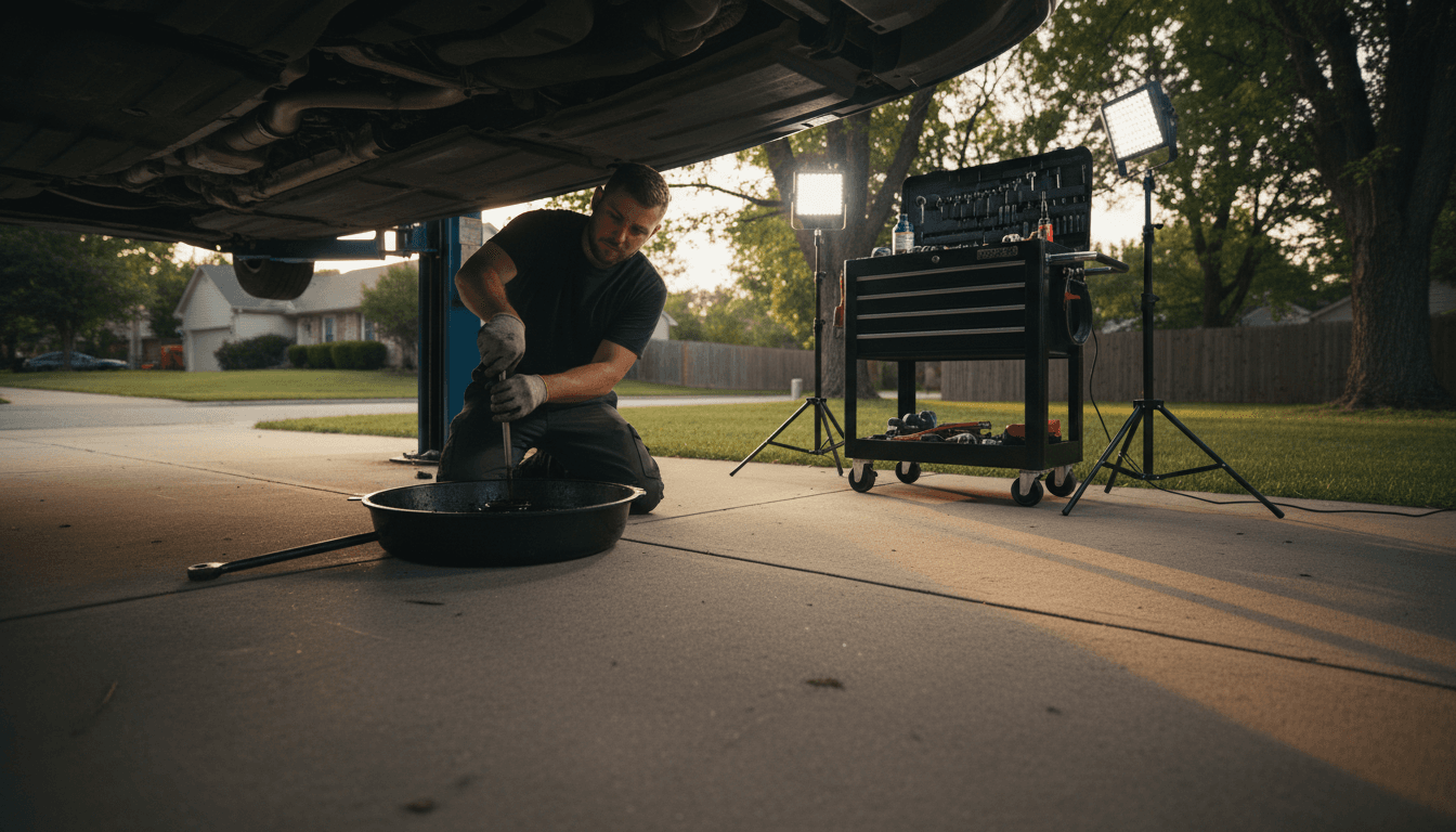 Mobile mechanic ready to service motorcycle at customer location