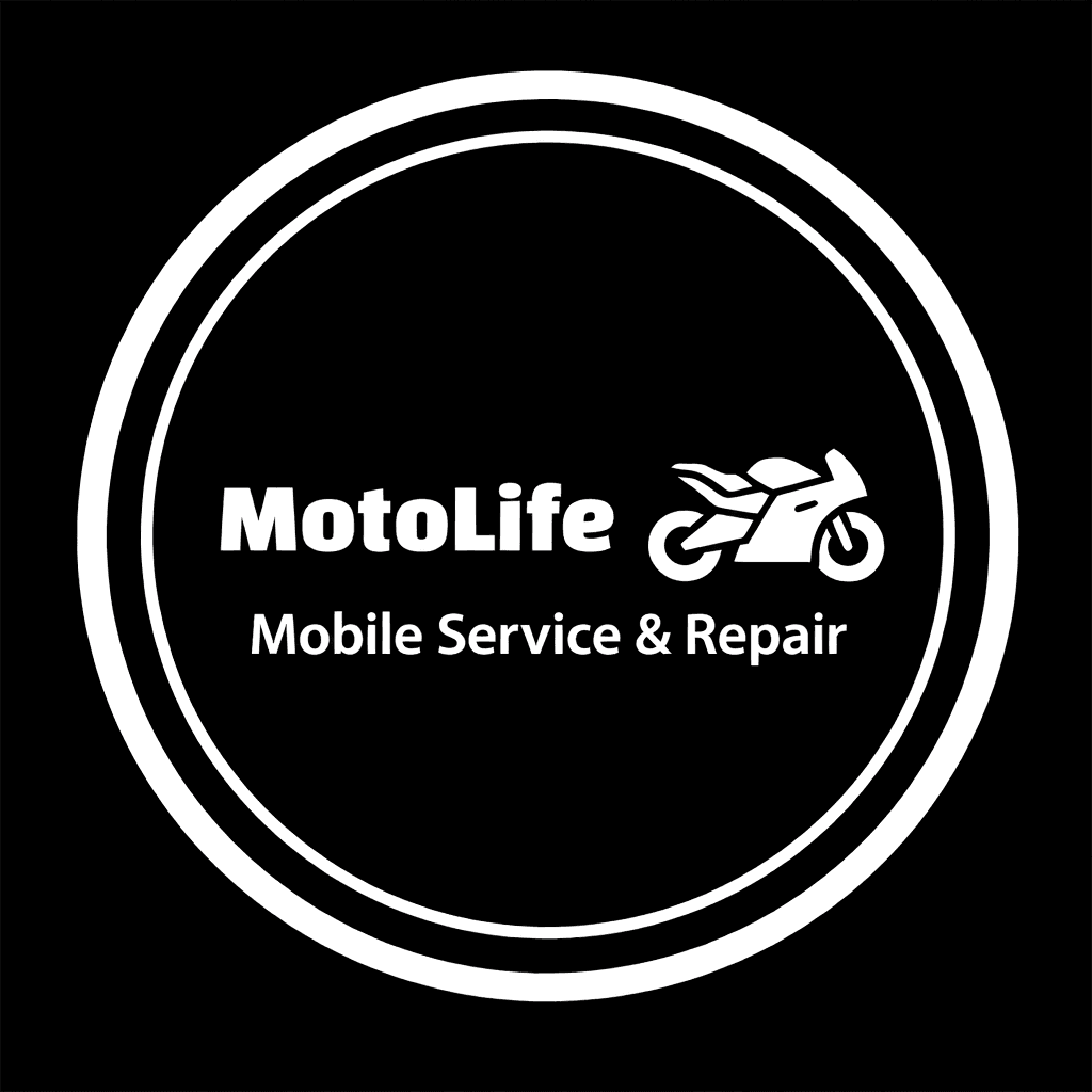 Circular logo for MotoLife Mobile Service & Repair featuring a white sport motorcycle icon.